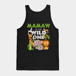 Mamaw of the Wild One Zoo Birthday Safari Jungle Animal Tank Top